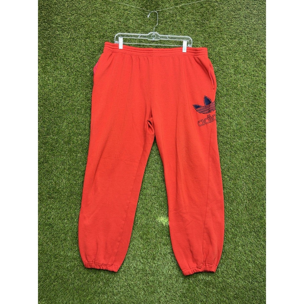 Vintage 80s Adidas Sweatpants Mens XL Silver Tag Big Trefoil Embroidery Logo